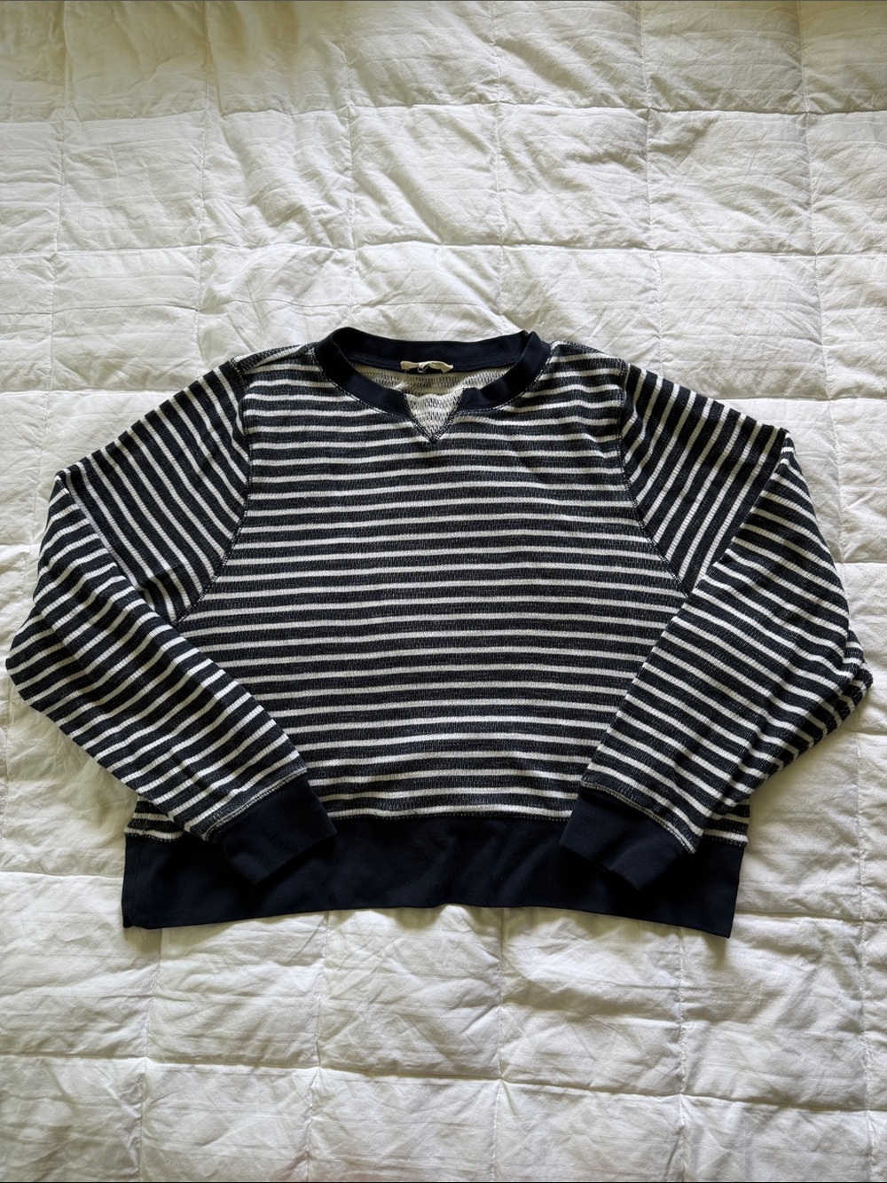 Madewell navy and White Striped Long Sleeve Tee